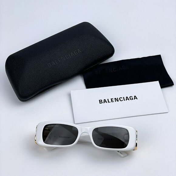 SALE! NEW Balenciaga  BB0096S 011 White Logo Grey Rectangle Unisex Sunglasses main image 6